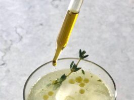cbd-infused thyme mint lemonade mocktail